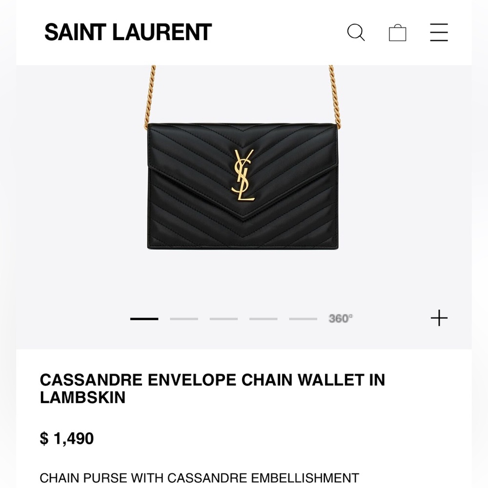 Reserved -Yves Saint Laurent Cassandre envelope flap wallet on chain - Picture 12 of 15